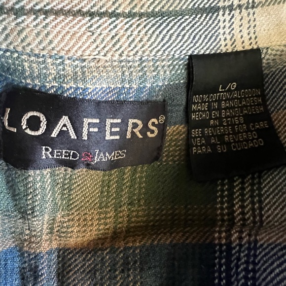 Reed James Loafers Plaid Long Sleeve Button Chest Pocket Shirt Sz Large - Picture 3 of 5